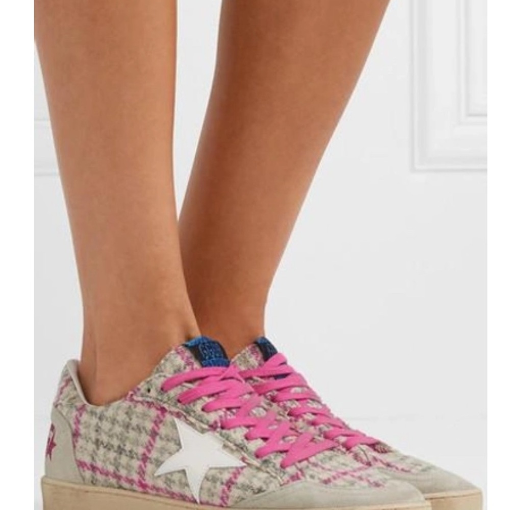 Golden Goose Ballstar Pink Gray Tweed - Size 39